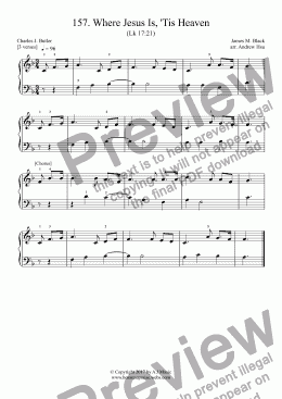 page one of Where Jesus Is, 'Tis Heaven - Really Easy Piano 157