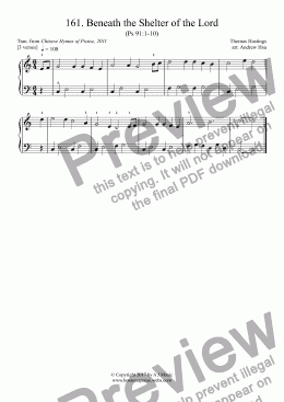 page one of Beneath the Shelter of the Lord - Really Easy Piano 161