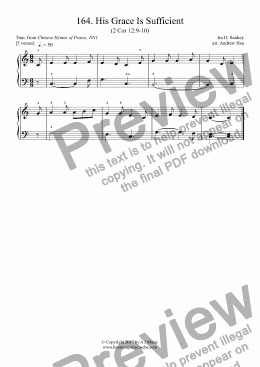 page one of His Grace Is Sufficient - Really Easy Piano 164