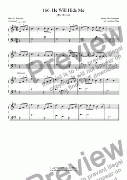 page one of He Will Hide Me - Really Easy Piano 166