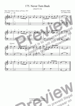 page one of Never Turn Back - Really Easy Piano 175