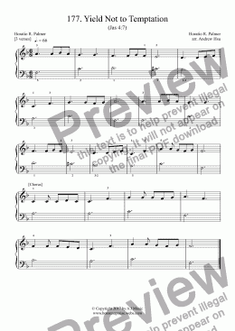 page one of Yield Not to Temptation - Really Easy Piano 177