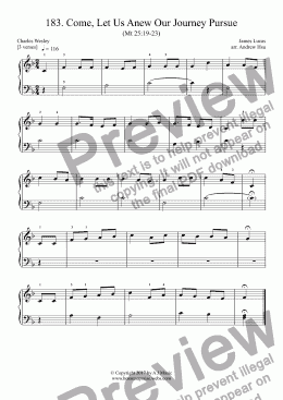 page one of Come, Let Us Anew Our Journey Pursue - Really Easy Piano 183