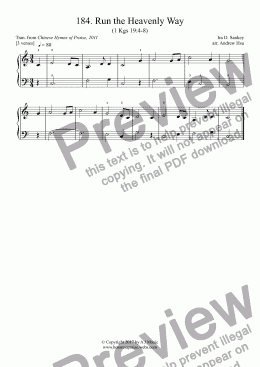 page one of Run the Heavenly Way - Really Easy Piano 184