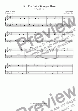 page one of  I'm But a Stranger Here - Really Easy Piano 191