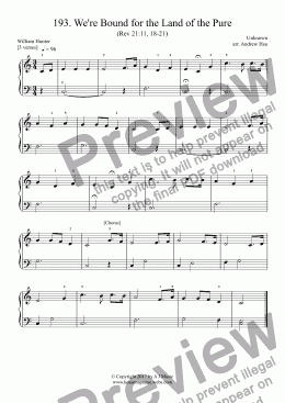 page one of We're Bound for the Land of the Pure - Really Easy Piano 193