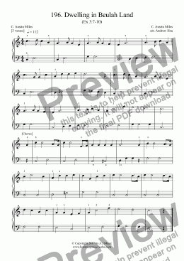 page one of Dwelling in Beulah Land - Really Easy Piano 196