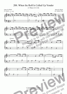 page one of When the Roll Is Called Up Yonder - Really Easy Piano 208