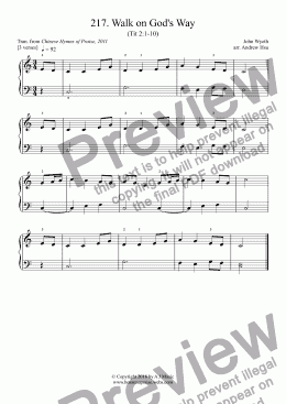 page one of Walk on God's Way - Really Easy Piano 217