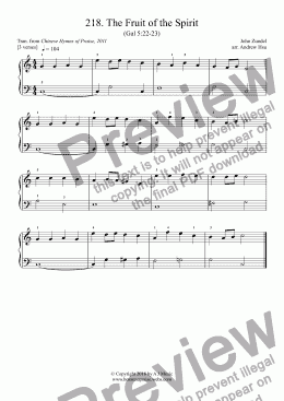 page one of The Fruit of the Spirit - Really Easy Piano 218