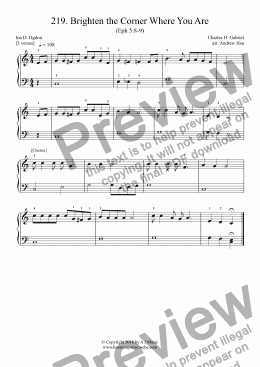 page one of Brighten the Corner Where You Are - Really Easy Piano 219