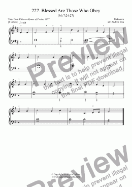 page one of Blessed Are Those Who Obey - Really Easy Piano 227