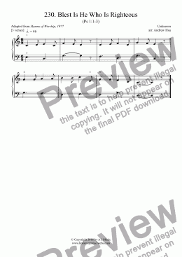 page one of Blest Is He Who Is Righteous - Really Easy Piano 230