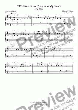 page one of Since Jesus Came into My Heart - Really Easy Piano 237