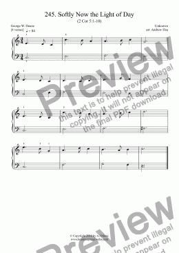 page one of Softly Now the Light of Day - Really Easy Piano 245