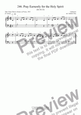 page one of Pray Earnestly for the Holy Spirit - Really Easy Piano 246