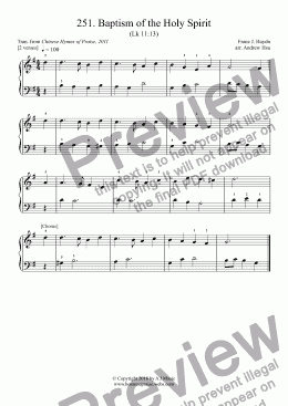 page one of Baptism of the Holy Spirit - Really Easy Piano 251