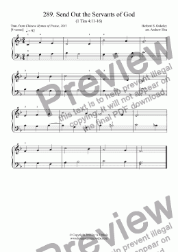 page one of Send Out the Servants of God - Really Easy Piano 289