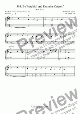 page one of Be Watchful and Examine Oneself - Really Easy Piano 305