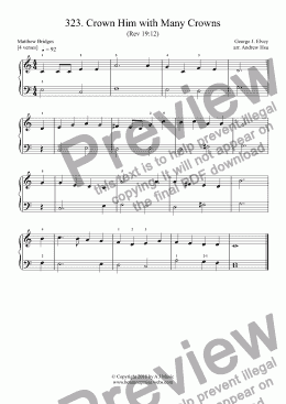 page one of Crown Him with Many Crowns - Really Easy Piano 323