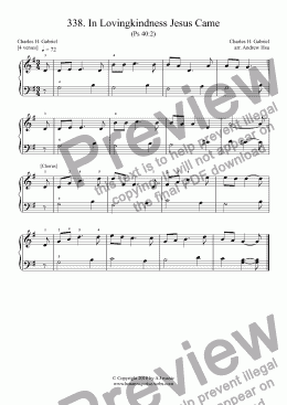 page one of In Lovingkindness Jesus Came - Really Easy Piano 338