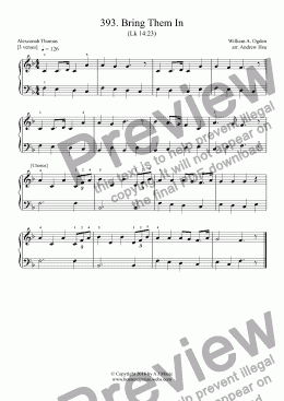 page one of Bring Them In - Really Easy Piano 393