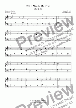 page one of I Would Be True - Really Easy Piano 396