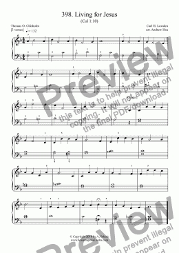 page one of Living for Jesus - Really Easy Piano 398