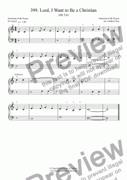 page one of Lord, I Want to Be a Christian - Really Easy Piano 399