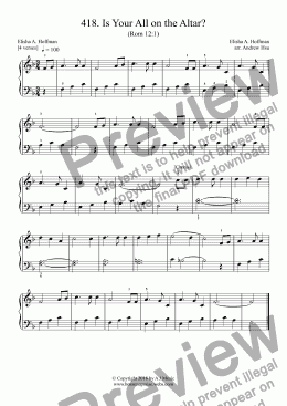 page one of Is Your All on the Altar? - Really Easy Piano 418