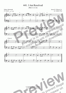 page one of I Am Resolved - Really Easy Piano 441