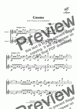 page one of Gnome for guitar duet