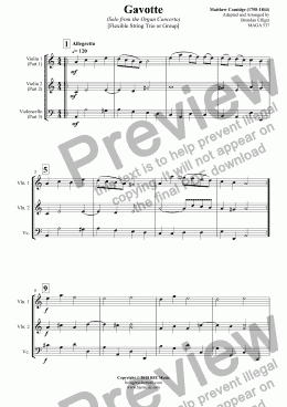 page one of Gavotte (Solo from the Organ Concerto)  - Flexible String Trio or Group