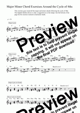 page one of Major Minor Chord Exersises Around the Cycle of 4ths