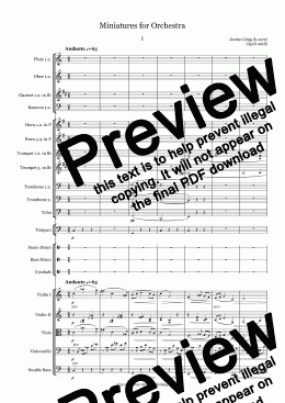 page one of Miniatures for Orchestra - Score and parts