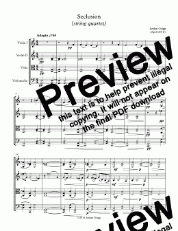 page one of Seclusion (string quartet) - Score and parts