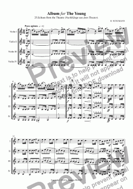 page one of SCHUMANN: Echoes from the theatre arranged for Violins 4tet