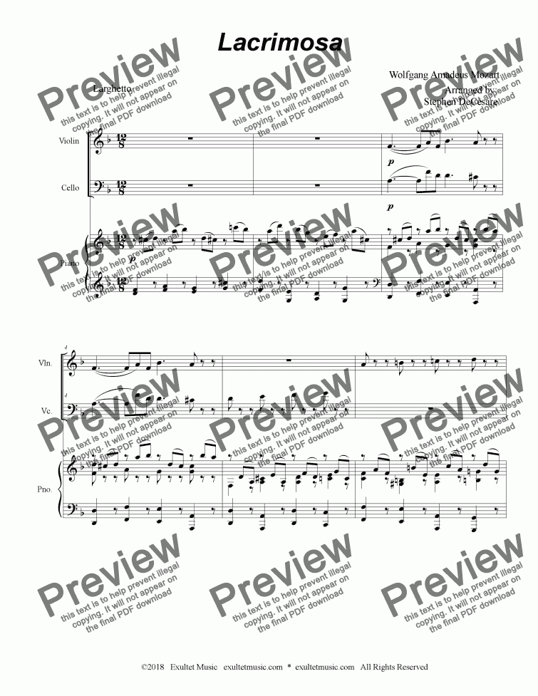 Lacrimosa (Duet for Violin and Cello) Download Sheet Music PDF file