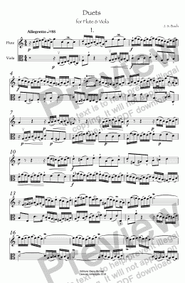 page one of Bach Duets  for Flute & Viola 