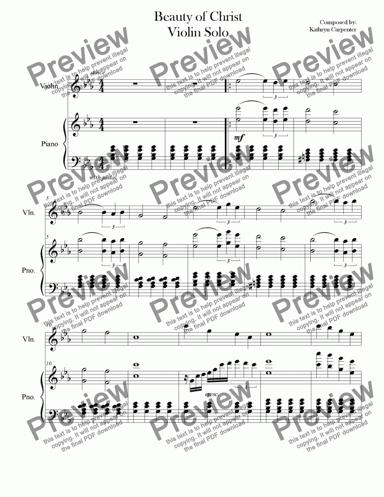 Beauty Of Christ Violin Solo Download Sheet Music Pdf File