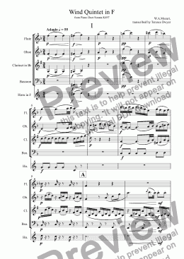 page one of Wind Quintet in F