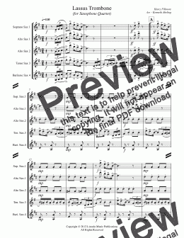 page one of Lassus Trombone (for Saxophone Quartet SATB or AATB)