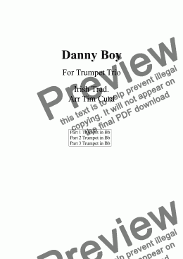 page one of Danny Boy. Trumpet Trio