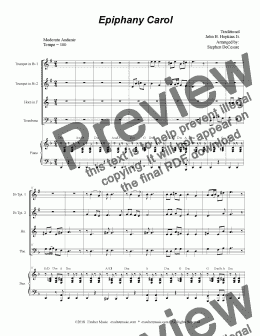 page one of Epiphany Carol (for Brass Quartet and Piano)