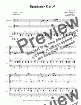 page one of Epiphany Carol (Duet for Soprano and Alto Saxophone)