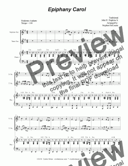 page one of Epiphany Carol (Duet for Soprano and Tenor Saxophone)