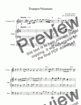 page one of Trumpet Voluntary for Trumpet Solo (key of C)