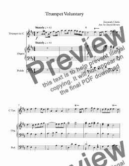 page one of Trumpet Voluntary for Trumpet Solo (key of D)