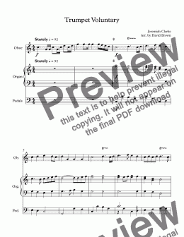 page one of Trumpet Voluntary for Oboe Solo