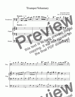 page one of Trumpet Voluntary for Trombone Solo